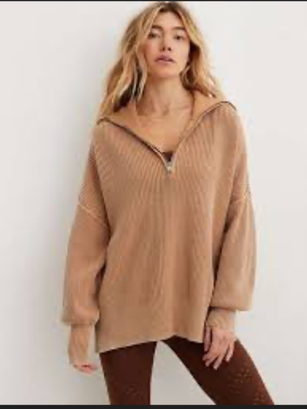 Aerie Beyond Chenille Sweater Zipper Collar XL